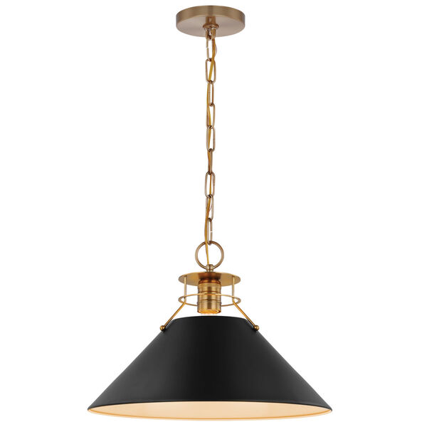 Outpost Matte Black and Burnished Brass One-Light Pendant, image 1
