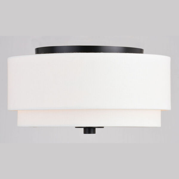 Burnaby 13-Inch Two-Light Flush Mount with White Fabric Drum Shade, image 4