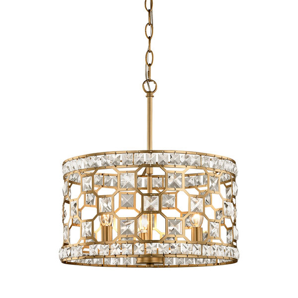 Vivian Champagne Gold Three-Light Pendant, image 1
