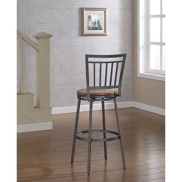 Filmore Slate Grey Counter Stool with Golden Oak Seat, image 2