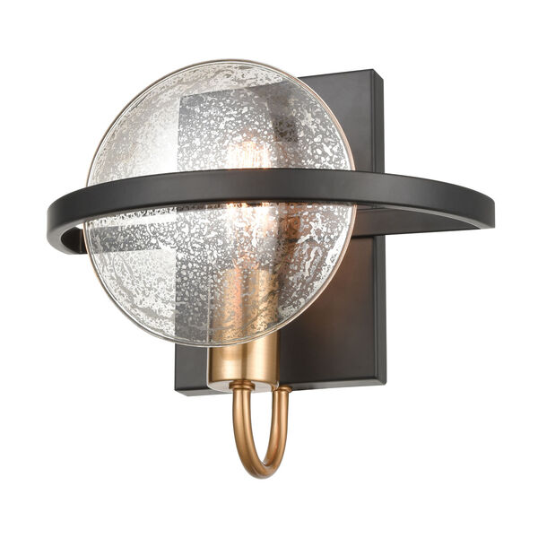 Oriah Matte Black and Satin Brass One-Light Wall Sconce, image 2