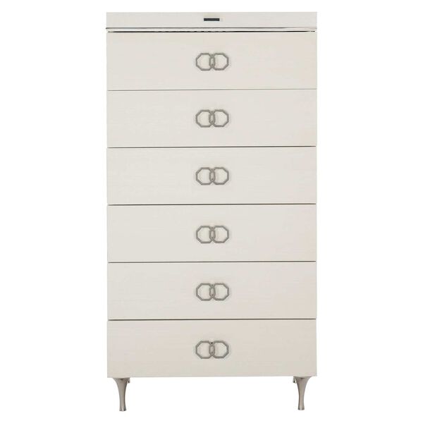 Silhouette Eggshell and Stainless Steel Tall Drawer Chest, image 3