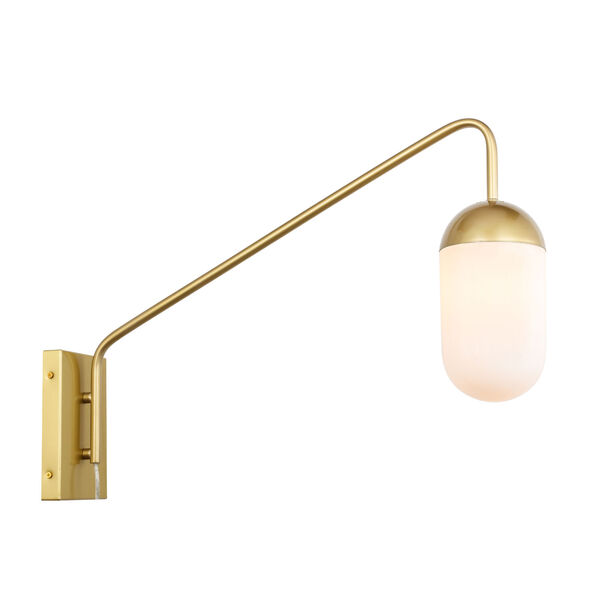 Kace Brass One-Light Wall Sconce with Frosted White Glass, image 1