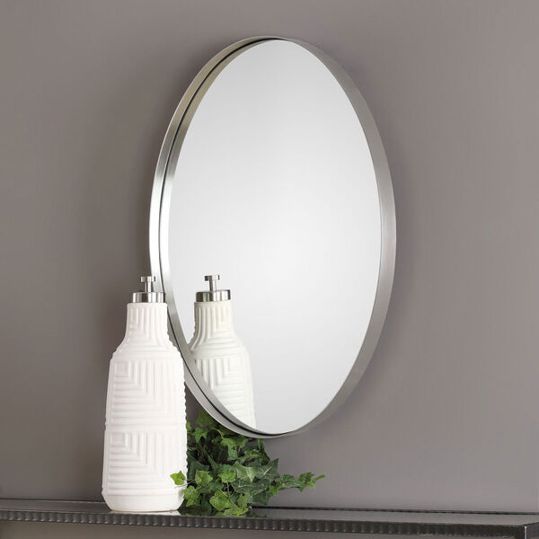 Pursley Brushed Nickel Oval Mirror, image 1