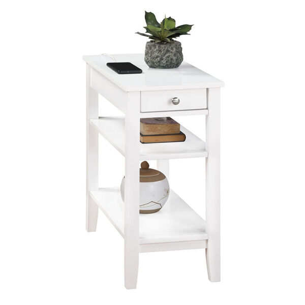 White American Heritage One Drawer Chairside End Table with Charging Station and Shelves, image 3