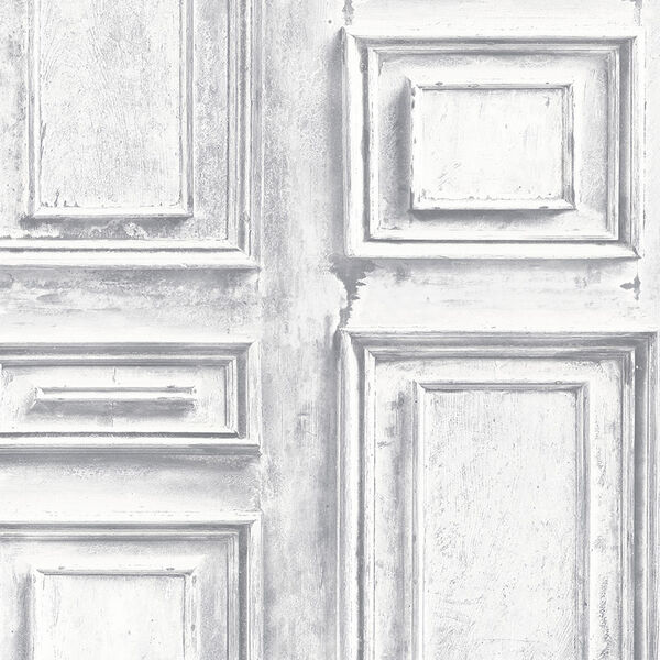 White and Grey Wood Panel Wallpaper - SAMPLE SWATCH ONLY, image 1