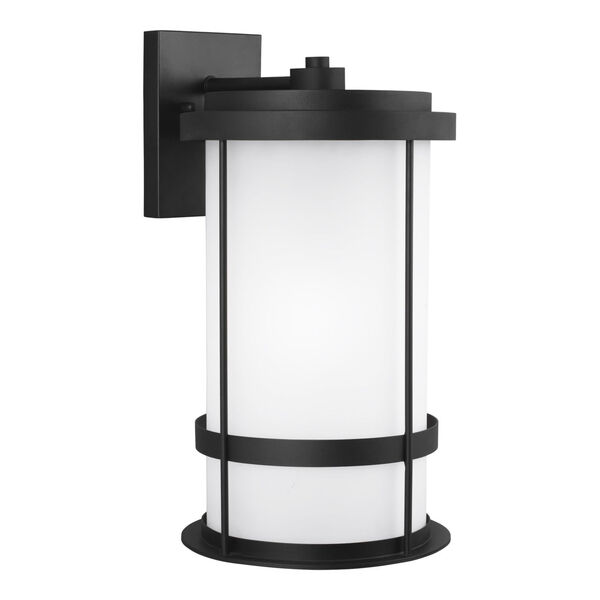 Wilburn Black 13-Inch One-Light Outdoor Wall Sconce with White Shade Energy Star, image 2