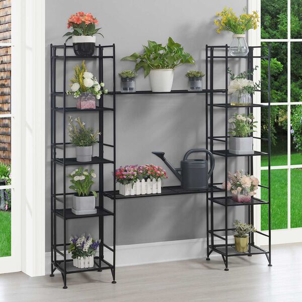 Xtra Storage Five-Tier Folding Metal Shelves with Set of Two Deluxe Extension Shelves, image 2
