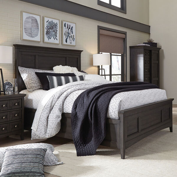 Westley Falls Relaxed Traditional Graphite King Panel Bed with Storage Rails, image 4