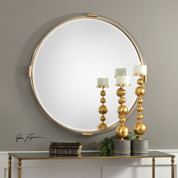 Mackai Round Gold Mirror, image 1