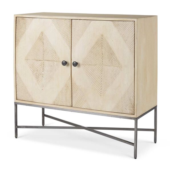 Hogarth Blonde Wood and Silver Two-Door Accent Cabinet, image 1