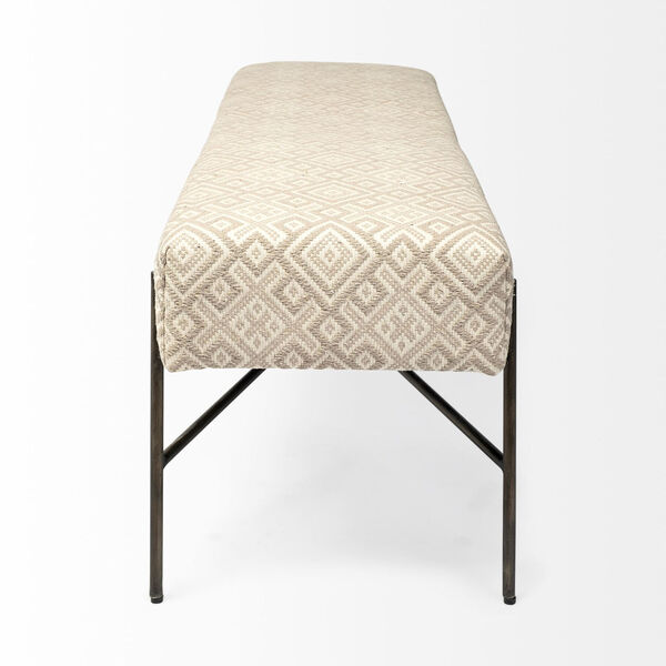 Avery II Off-White Upholstered Patterned Seat Bench, image 4