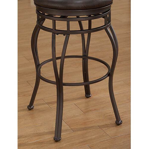 Villa Taupe Grey Tall Bar Stool with Russet Brown Bonded Leather Seat, image 2