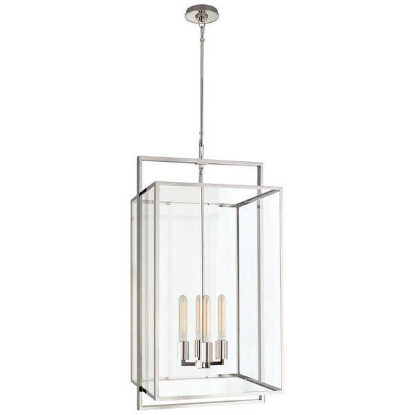 Halle Medium Lantern in Polished Nickel with Clear Glass by Ian K. Fowler, image 1