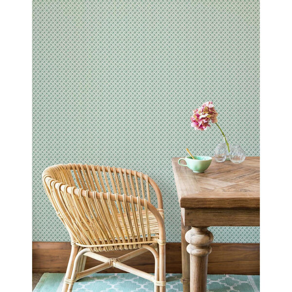 Small Prints Resource Library Green Two-Inch Wicker Weave Wallpaper, image 2