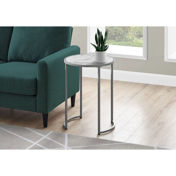 White and Silver Round End Table, image 2