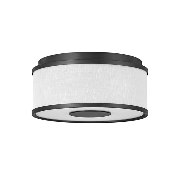 Halo Black Two-Light LED Flush Mount with Off White Linen Shade, image 1
