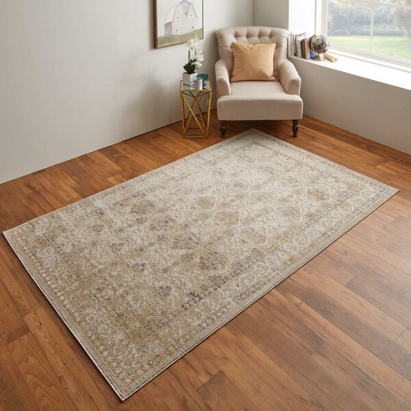 Camellia Bohemian Eclectic Diamond Gray Ivory Rectangular 4 Ft. 3 In. x 6 Ft. 3 In. Area Rug, image 2
