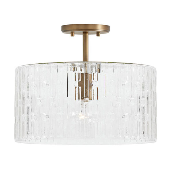 Emerson Aged Brass One-Light Dual Semi-Flush with Embossed Seeded Glass, image 11