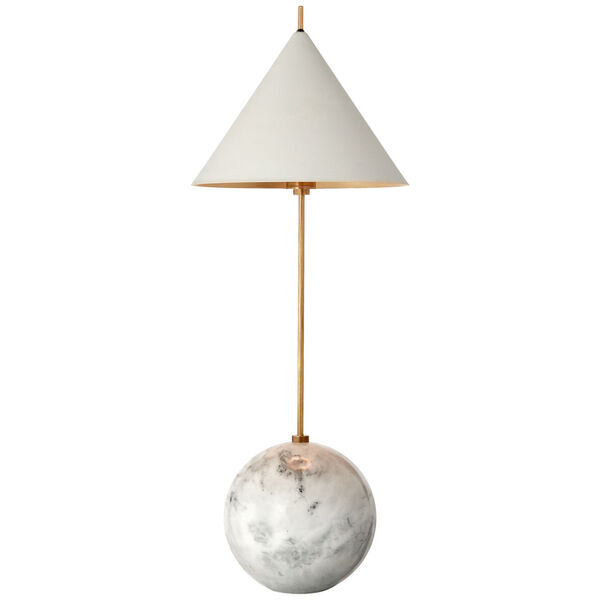 Cleo Orb Base Accent Lamp in Antique-Burnished Brass with Antique White Shade by Kelly Wearstler, image 1