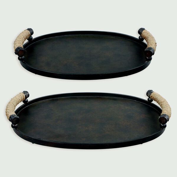 Viggo Rustic Oxidized Bronze and Natural Tray, Set of 2, image 6