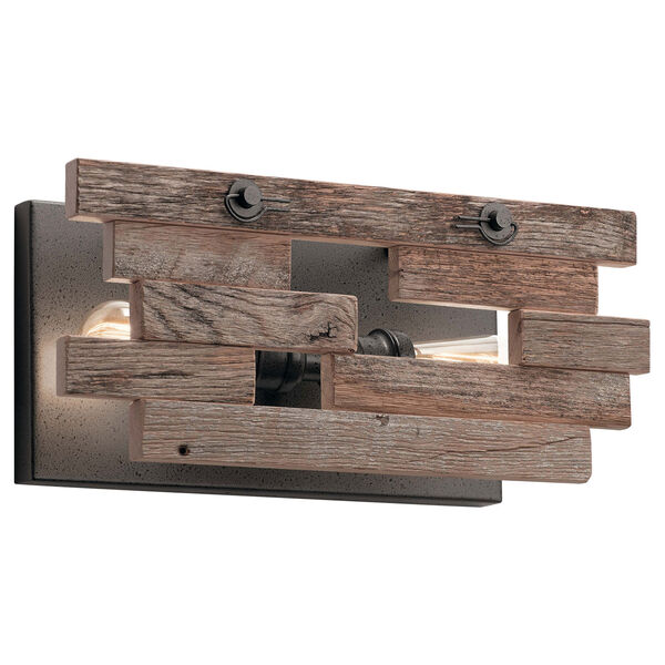 Cuyahoga Mill Anvil Iron Two-Light Reclaimed Wood Wall Sconce, image 1