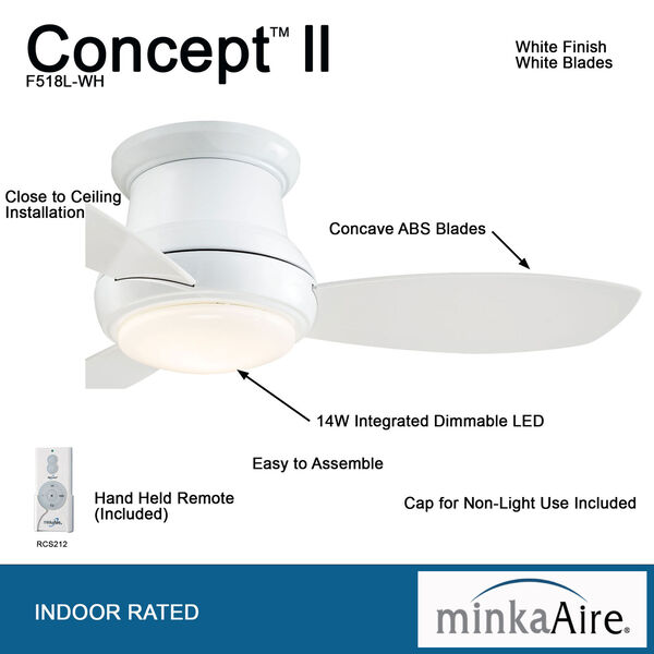 Concept II White 44-Inch Flush LED Ceiling Fan, image 6