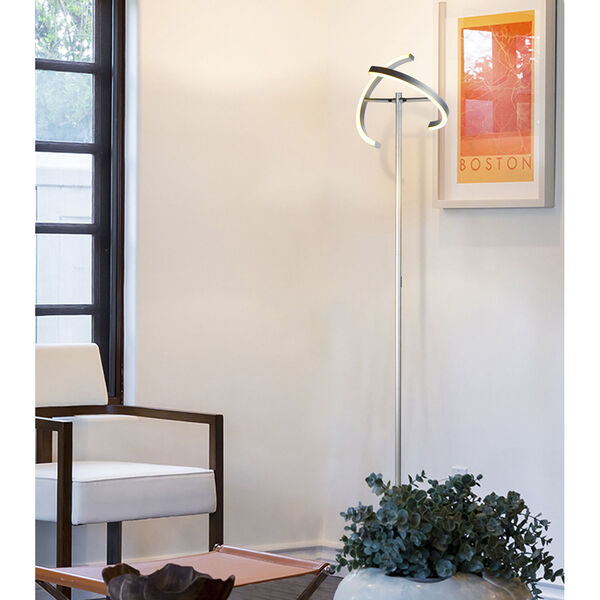 Halo Split Silver Two-Light Integrated LED Floor Lamp, image 3