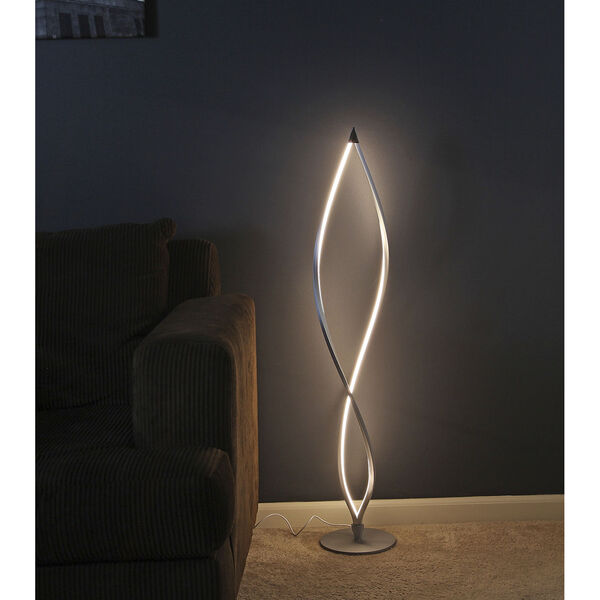Twist Silver Two-Light Integrated LED Floor Lamp, image 4
