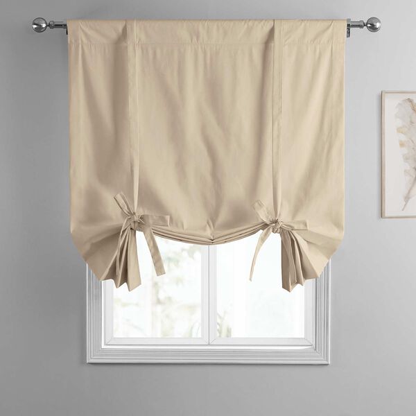 English Cream Solid Cotton Tie-Up Window Shade Single Panel, image 3