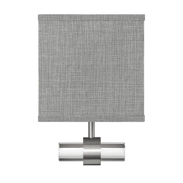 Luster Brushed Nickel One-Light LED Wall Sconce with Heathered Gray Slub Shade, image 5