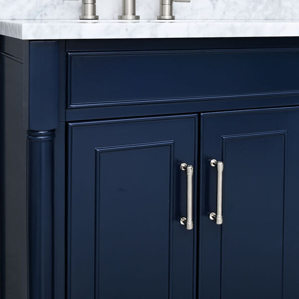 Bristol Navy Blue 61-Inch Vanity Set with Carrara White Marble Top, image 4