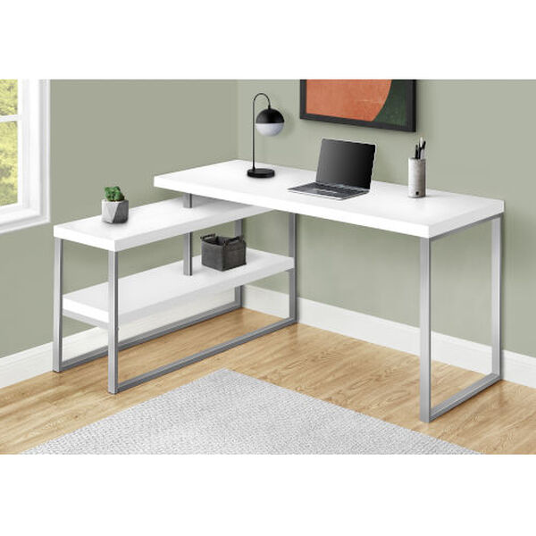 White Computer Desk with Storage Space, image 1