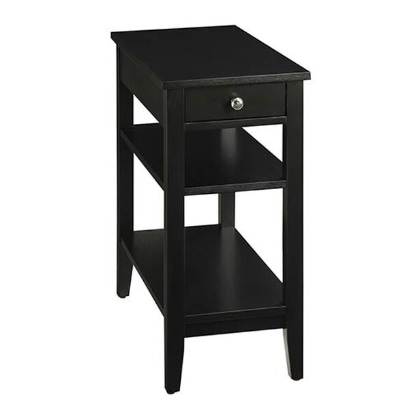 American Heritage Black Three-Tier Side and End Table with Drawer, image 2