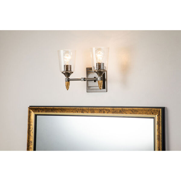 Vetiver Dark Bronze Polished Chrome Two-Light Wall Sconce, image 5
