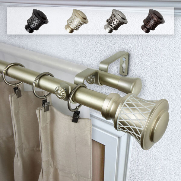 Olympia Light Gold 28-48 Inch Double Curtain Rod, image 1