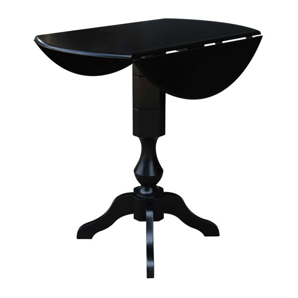 Black 42-Inch High Round Pedestal Dual Drop Leaf Dining Table, image 4