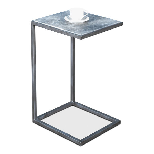 Silver 14-Inch Marble Top Laptop Table, image 2