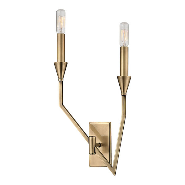 Archie Aged Brass Two-Light Left Wall Sconce, image 1