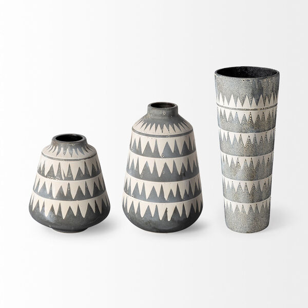 Delaney Cream and Gray Ceramic Vase, image 2