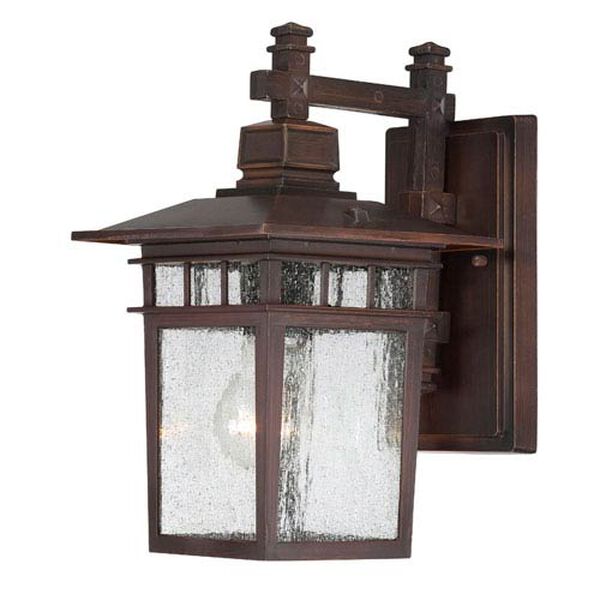 Cove Neck Rustic Bronze Finish One Light Outdoor Wall Sconce with Clear Seeded Glass, image 1