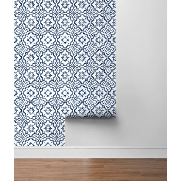 Lillian August Luxe Haven Blue Porto Tile Peel and Stick Wallpaper, image 4