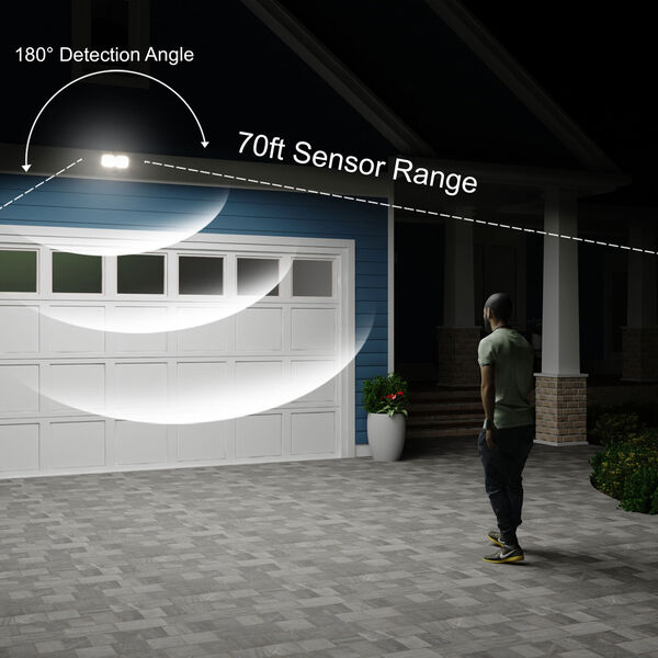 Theta Two-Light Outdoor Motion Sensor Adjustable Integrated LED Security Flood Light, image 5