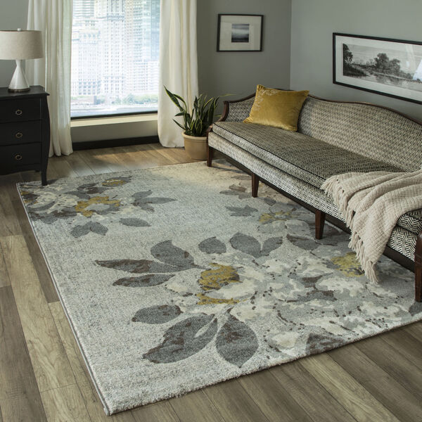 Luxe Gray Floral Rectangular: 5 Ft. 3 In. x 7 Ft. 6 In. Rug, image 2