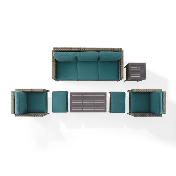 Prescott Outdoor Seven-Piece Wicker Sofa Set with Coffee Table, Side Table, Two Armchair and Two Ottoman, image 6