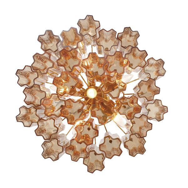 Addis Aged Brass Six-Light Chandelier with Amber Tronchi Glass, image 4