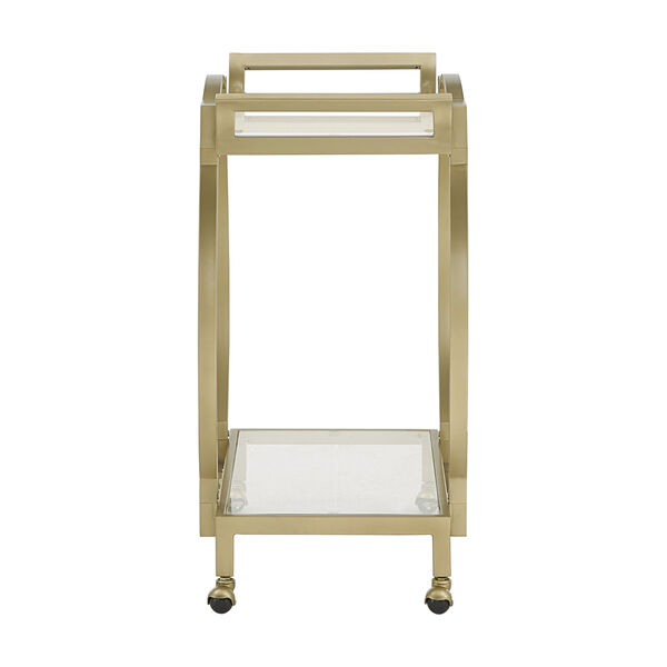 Lissa Gold and Tempered Glass Bar Carts, image 3
