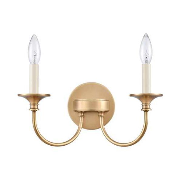 Cecil Natural Brass Two-Light Bath Vanity, image 2