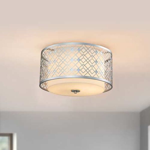 Ziggy Laquered Silver Two-Light Flush Mount, image 2