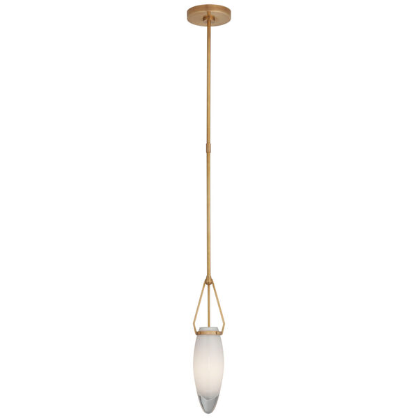 Myla Small Single Pendant in Antique-Burnished Brass with White Glass by Chapman  and  Myers, image 1